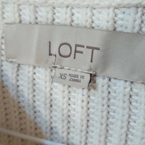 LOFT Cotton Knit Bell Sleeve Chunky Sweater - Picture 7 of 8